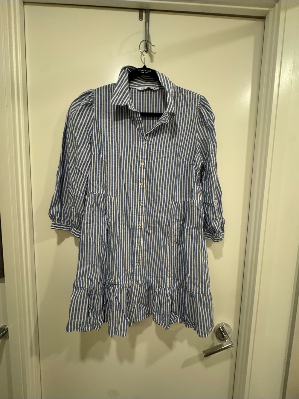 2/$75 Zara Blue and White Striped Button-Down Shirt